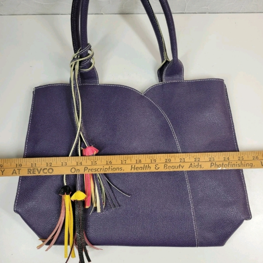Mellow World Allure Purple Tassle Purse. Measurements in photos. Vegan Leather. - Picture 5 of 6